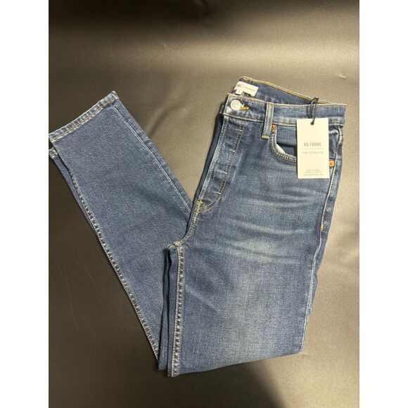 Redone NWT High Rise Ankle Crop Midnight Blue Jeans in Size 28Style# 190-3WHRAC - Picture 1 of 7